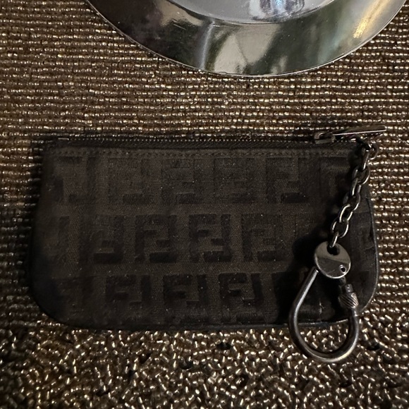 Vintage Fendi Zucchino rare black key pouch 5”x 2 3/4” with gun metal hardware - Picture 4 of 12